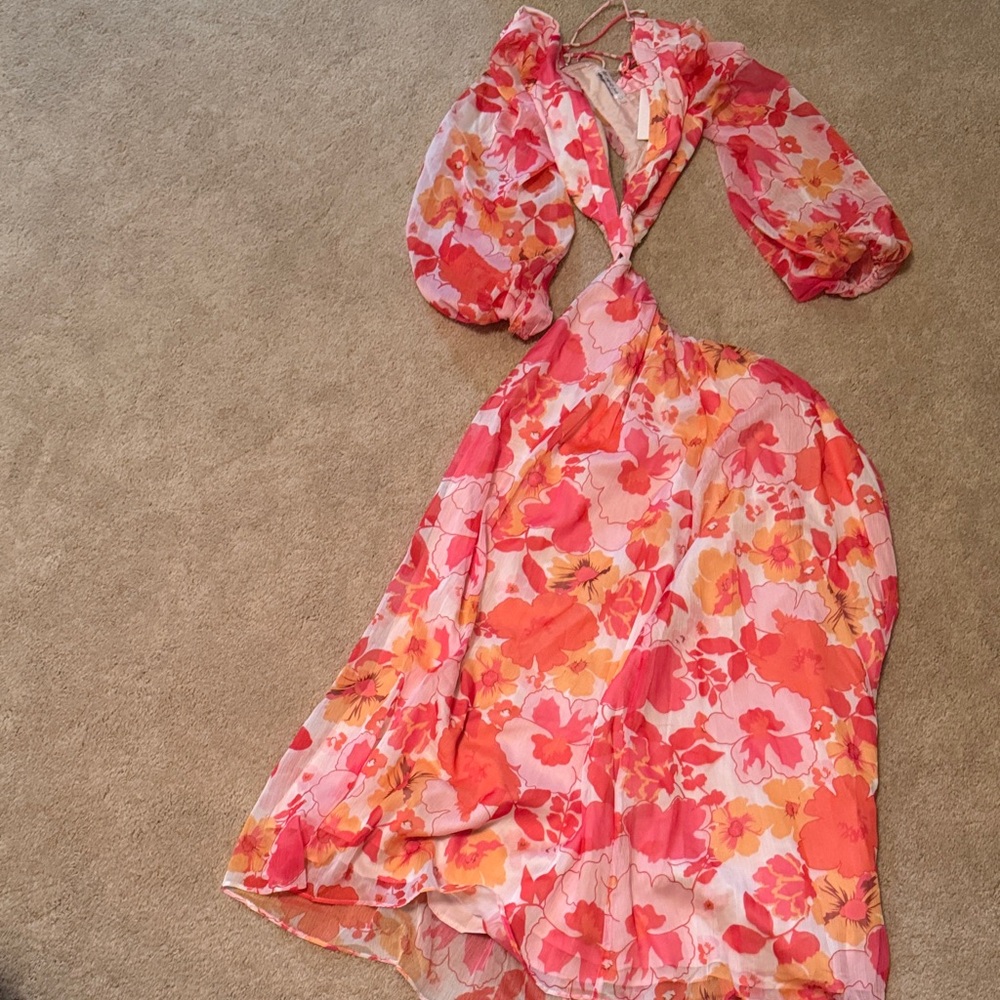 Floral Pink and Orange Women's Dress